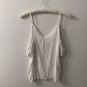 Off the shoulder white shirt